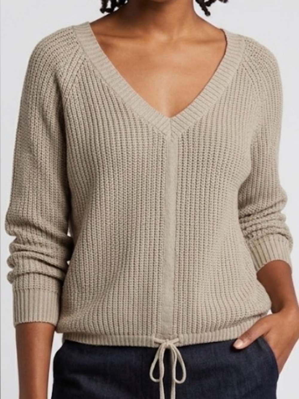 Love Tree Taupe V-Neck Knit Pullover